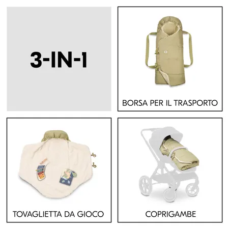 3 in 1: baby nest, sacco e tappeto da gioco