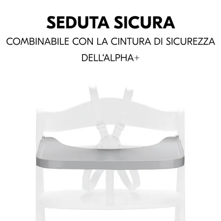 Seduta sicura con vassoio e cinture di sicurezza
