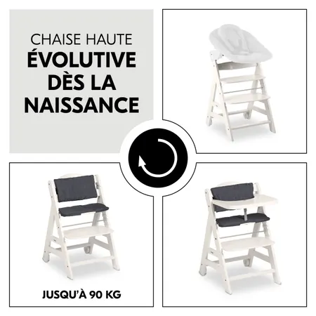 Chaise haute ergonomique et évolutive