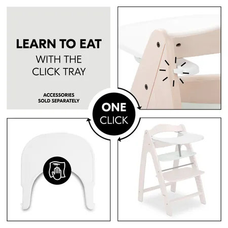 Learning to eat with the click-on tray