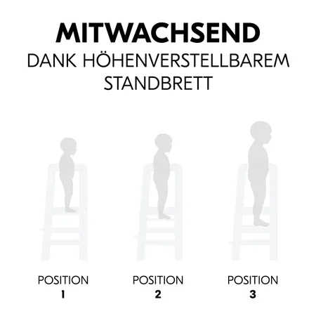 Mitwachsend dank höhenverstellbarem Standbrett