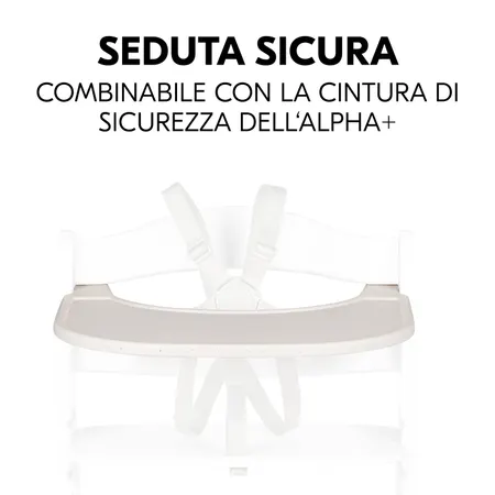 Seduta sicura con vassoio e cinture di sicurezza