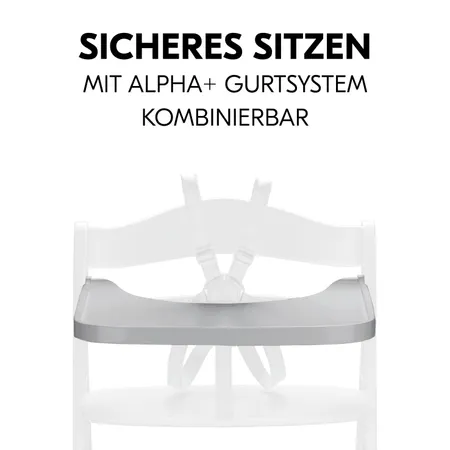 Sicheres Sitzen mit Essbrett und Gurtsystem