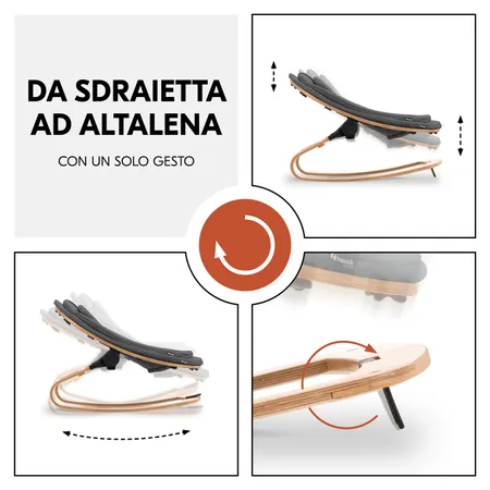 Basta un movimento per far diventare la sdraietta un'altalena