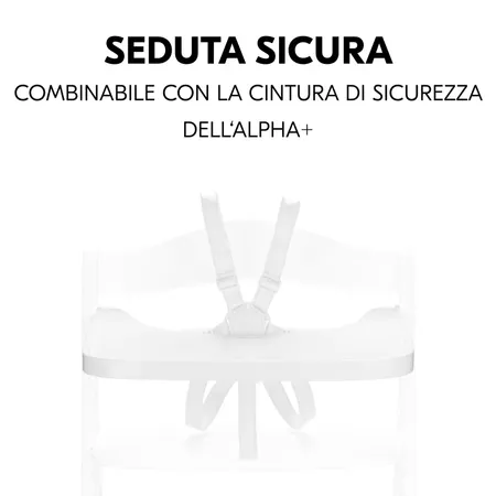 Seduta sicura con vassoio e cinture di sicurezza
