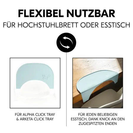 Flexibel nutzbar für Hochstuhlbrett oder Esstisch
