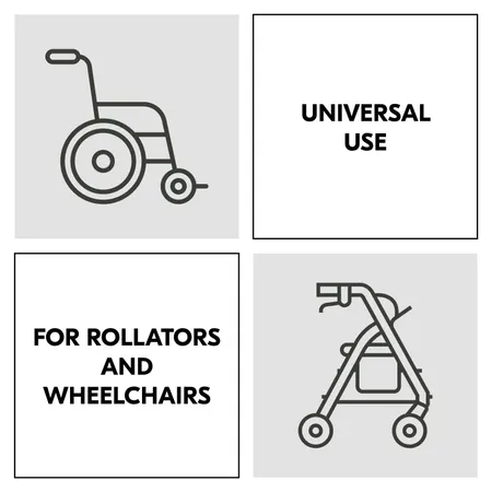 Versatile for walking aids and wheelchairs