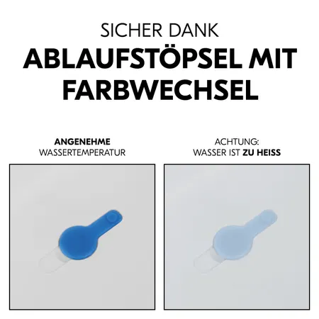 Sicher dank Ablaufstöpsel mit Farbwechsel