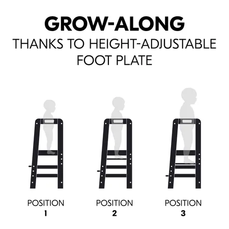 Grow-along thanks to adjustable foot plate