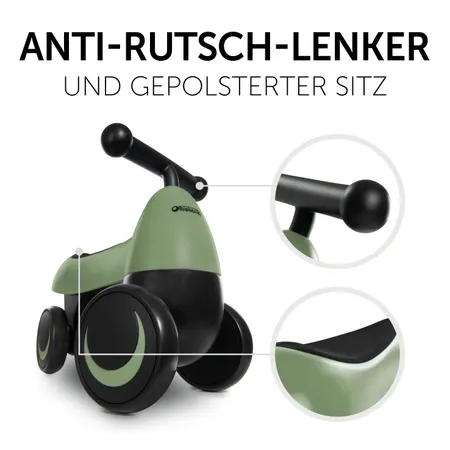 Anti-Rutsch-Lenker und gepolsterter Sitz