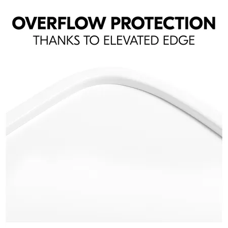 Raised edge acts as overflow protection 