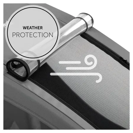 2-in-1 canopy: weather protection and mosquito net