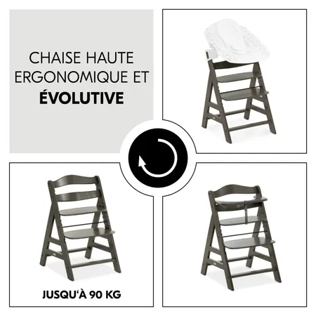 Chaise haute ergonomique et évolutive