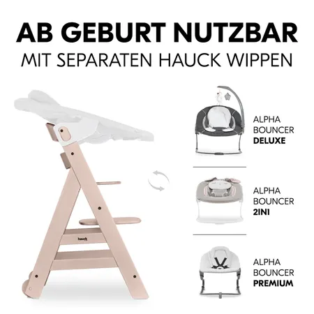 Ab Geburt nutzbar mit separaten hauck Wippen