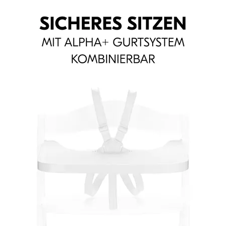 Sicheres Sitzen mit Essbrett und Gurtsystem