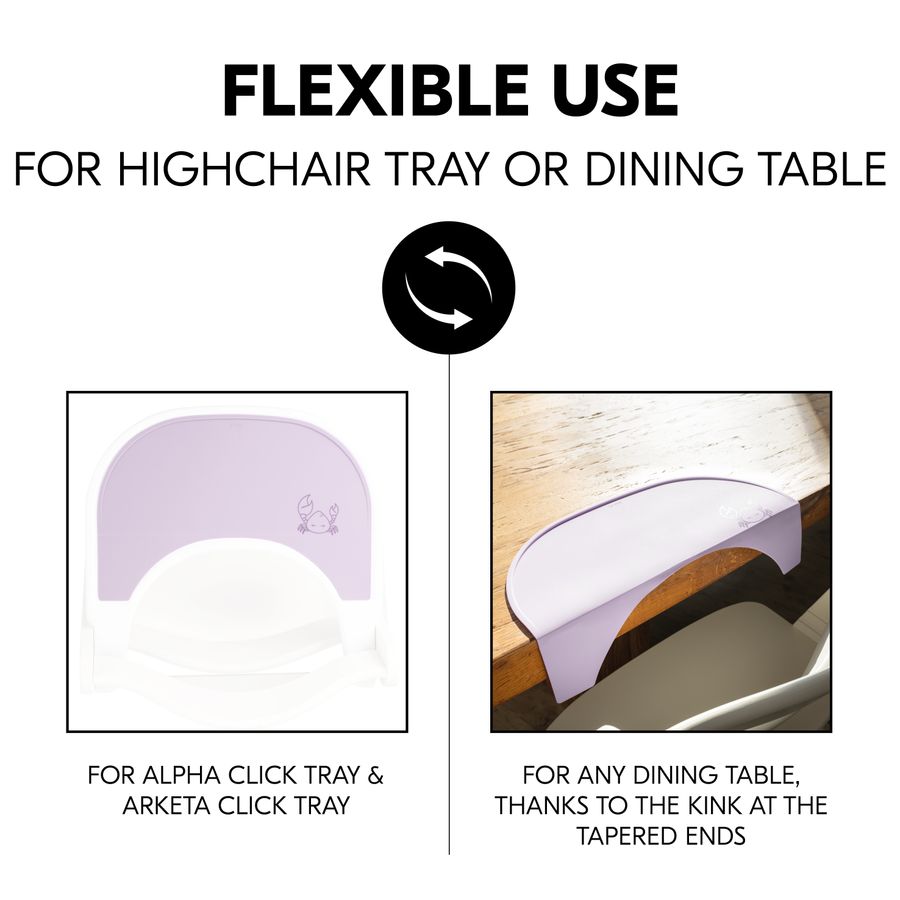 Flexible use on highchair tray or dining table
