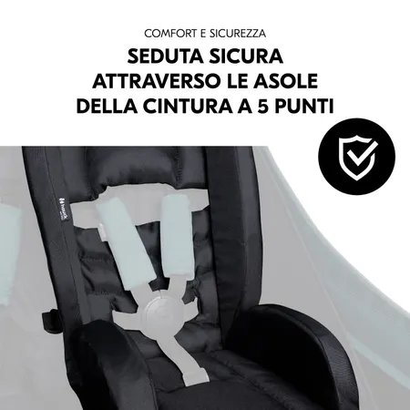 Seduta sicura con occhielli per cintura a 5 punti