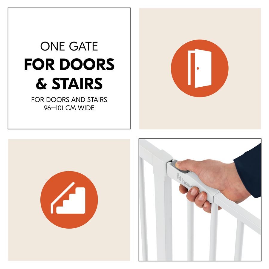 Pressure fit gate for doors and stairs 96–101 cm wide