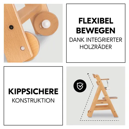 Stabile Konstruktion mit integrierten Holzrädern