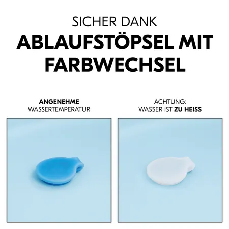 Sicher dank Ablaufstöpsel mit Farbwechsel