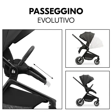 Passeggino evolutivo con due direzioni di marcia