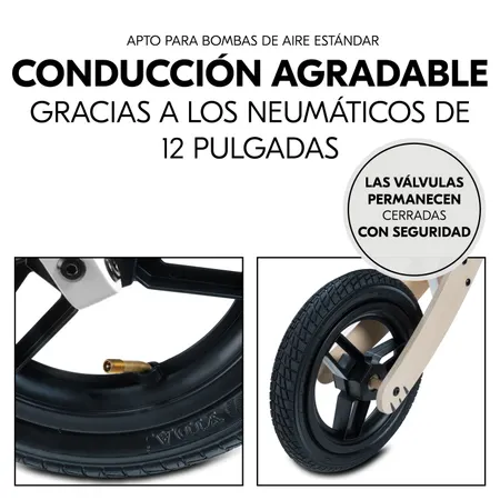 Cómoda gracias a las ruedas neumáticas